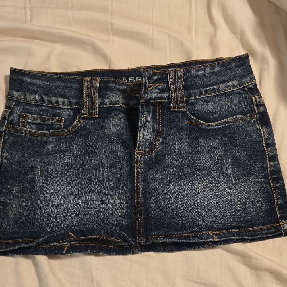 Blue Asphalt Dark Wash Mini Skirt